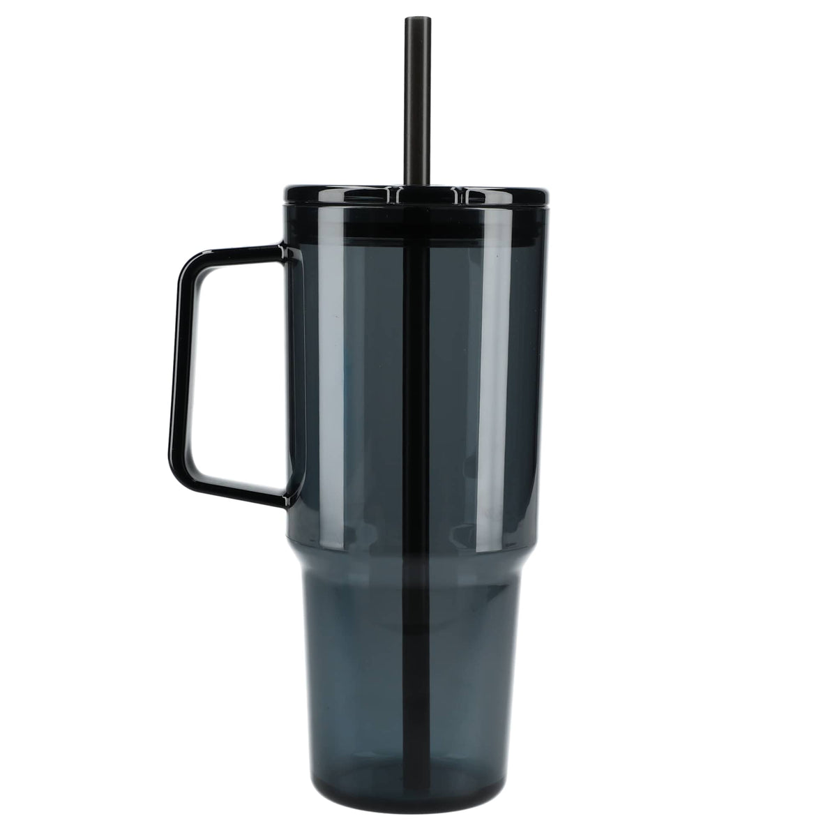 Lucien Recycled Acrylic Travel Mug with Handle, 40 oz - Black - Back