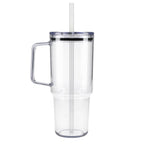 Lucien Recycled Acrylic Travel Mug with Handle, 40 oz - Clear - Back 2