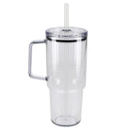 Lucien Recycled Acrylic Travel Mug with Handle, 40 oz - Clear - Back