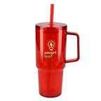 Lucien Recycled Acrylic Travel Mug with Handle, 40 oz - Red - Front