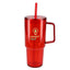 Lucien Recycled Acrylic Travel Mug with Handle, 40 oz - Red - Front
