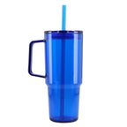 Lucien Recycled Acrylic Travel Mug with Handle, 40 oz - Royal - Back 2