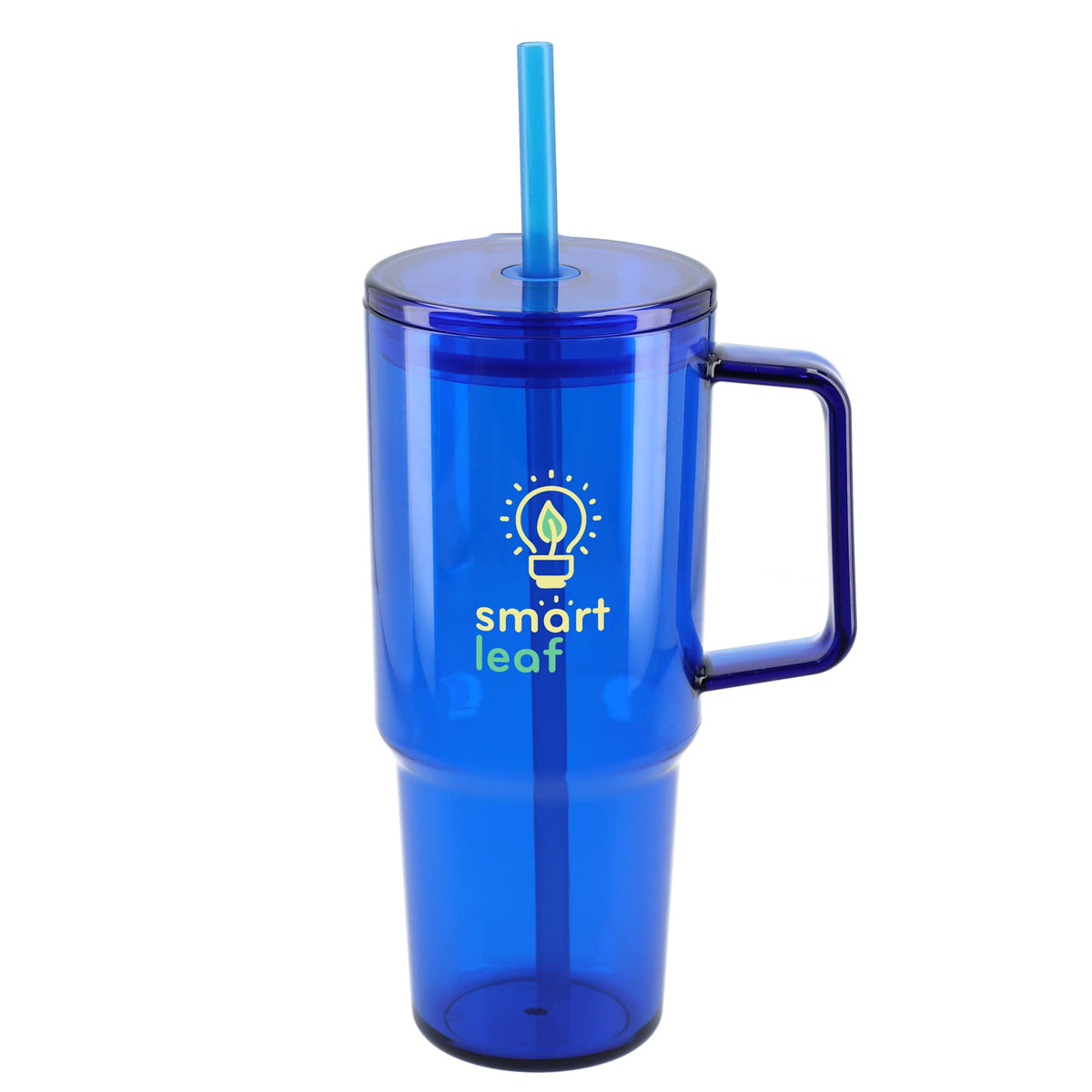 Lucien Recycled Acrylic Travel Mug with Handle, 40 oz - Royal - Front