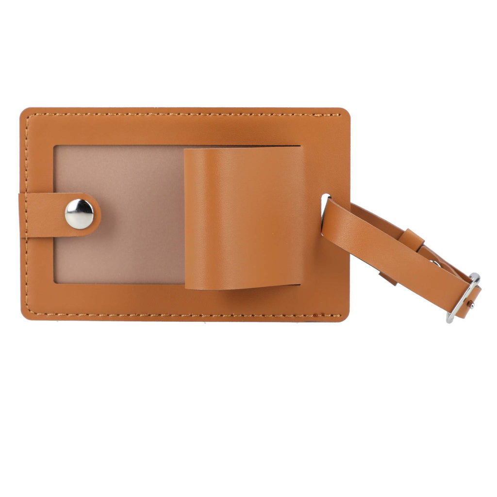 Luggage Tag in Pineapple Leather Debossing - Brown - Back