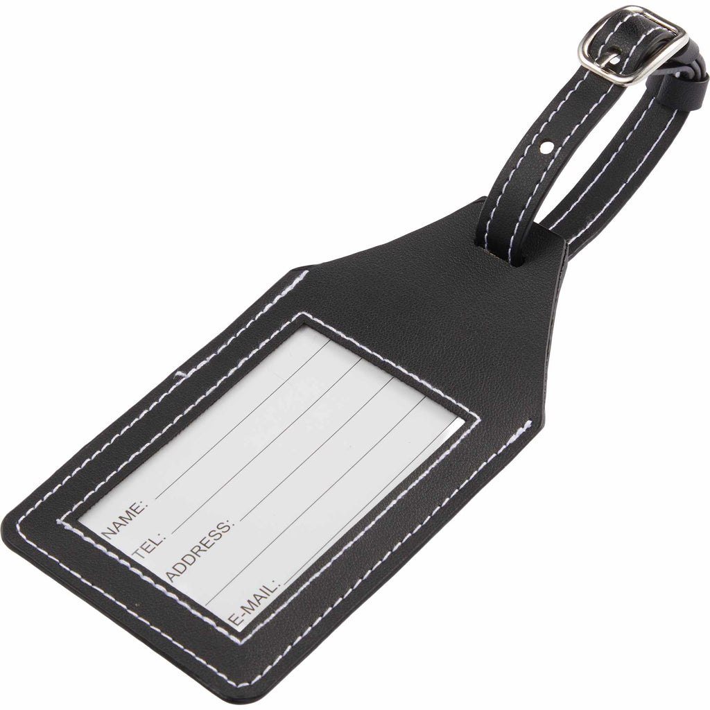 Luggage Tag with AirTag Holder in Recycled PU - Black - Back 2
