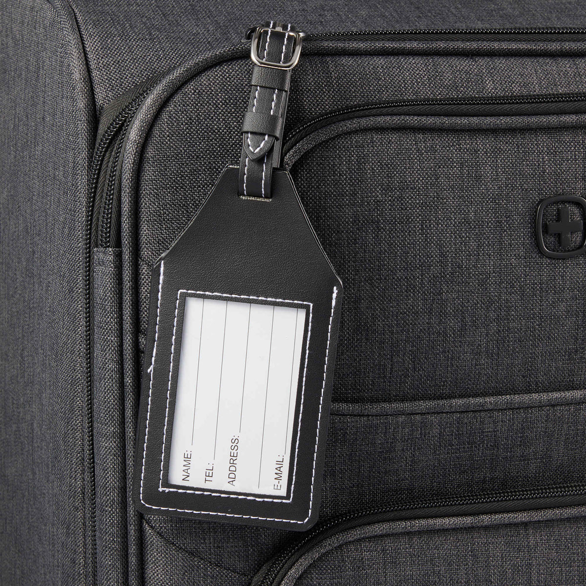Luggage Tag with AirTag Holder in Recycled PU - Black - Detail