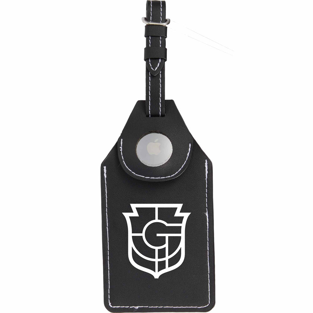 Luggage Tag with AirTag Holder in Recycled PU - Black - Front