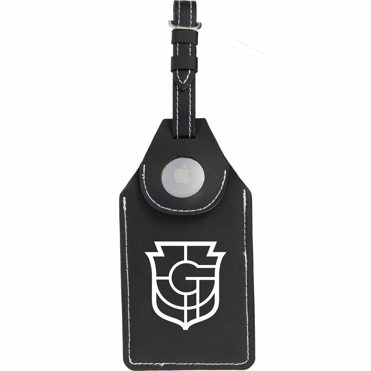 Luggage Tag with AirTag Holder in Recycled PU - Black - Front