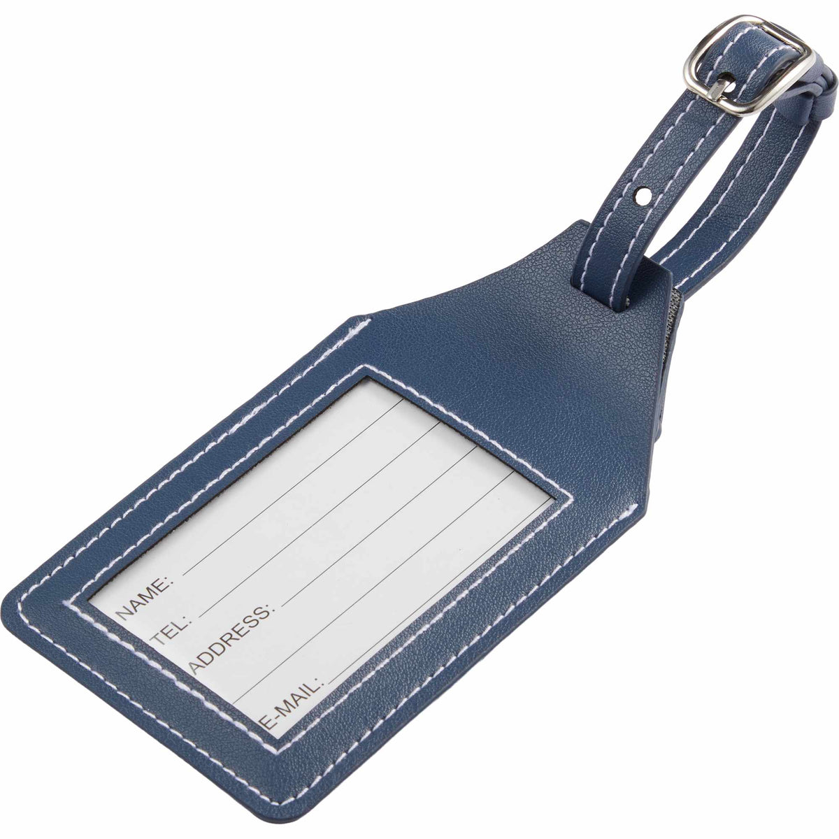 Luggage Tag with AirTag Holder in Recycled PU - Navy - Back 2