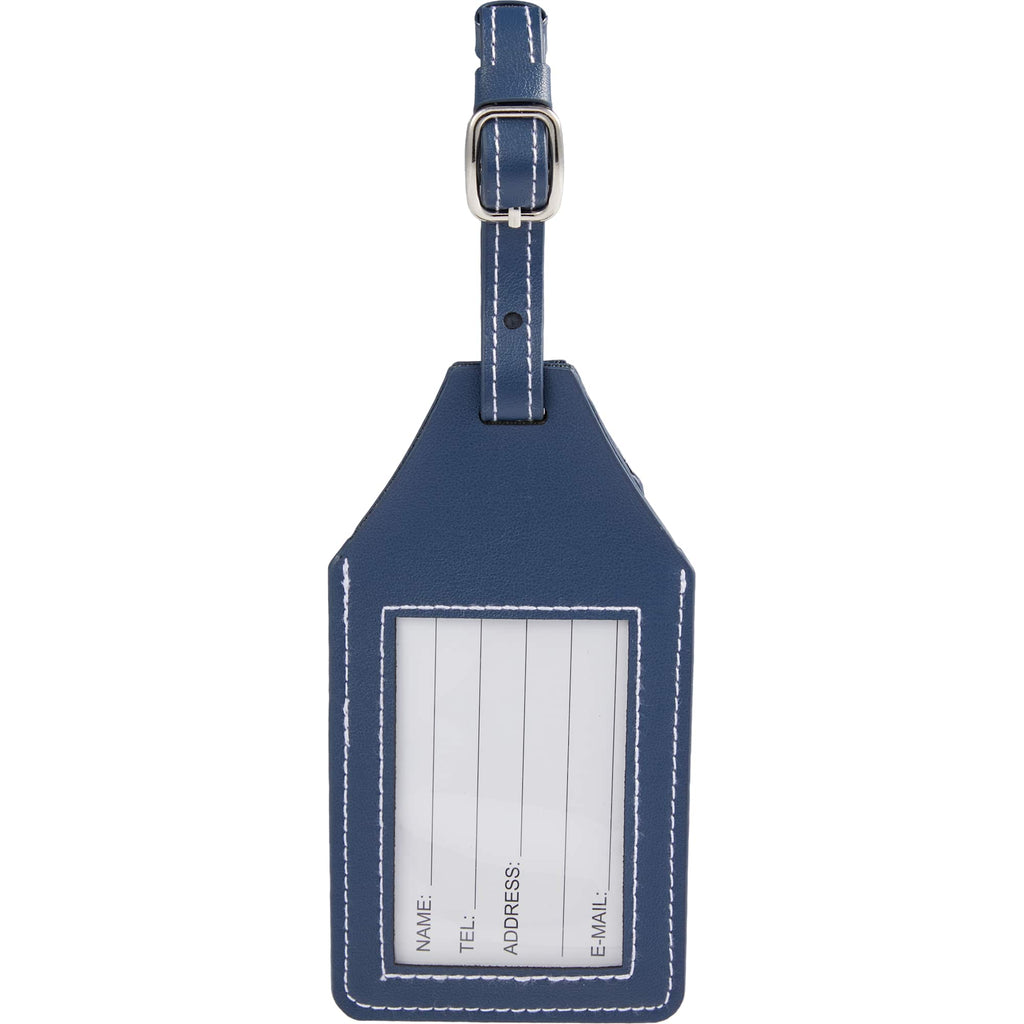 Luggage Tag with AirTag Holder in Recycled PU - Navy - Back