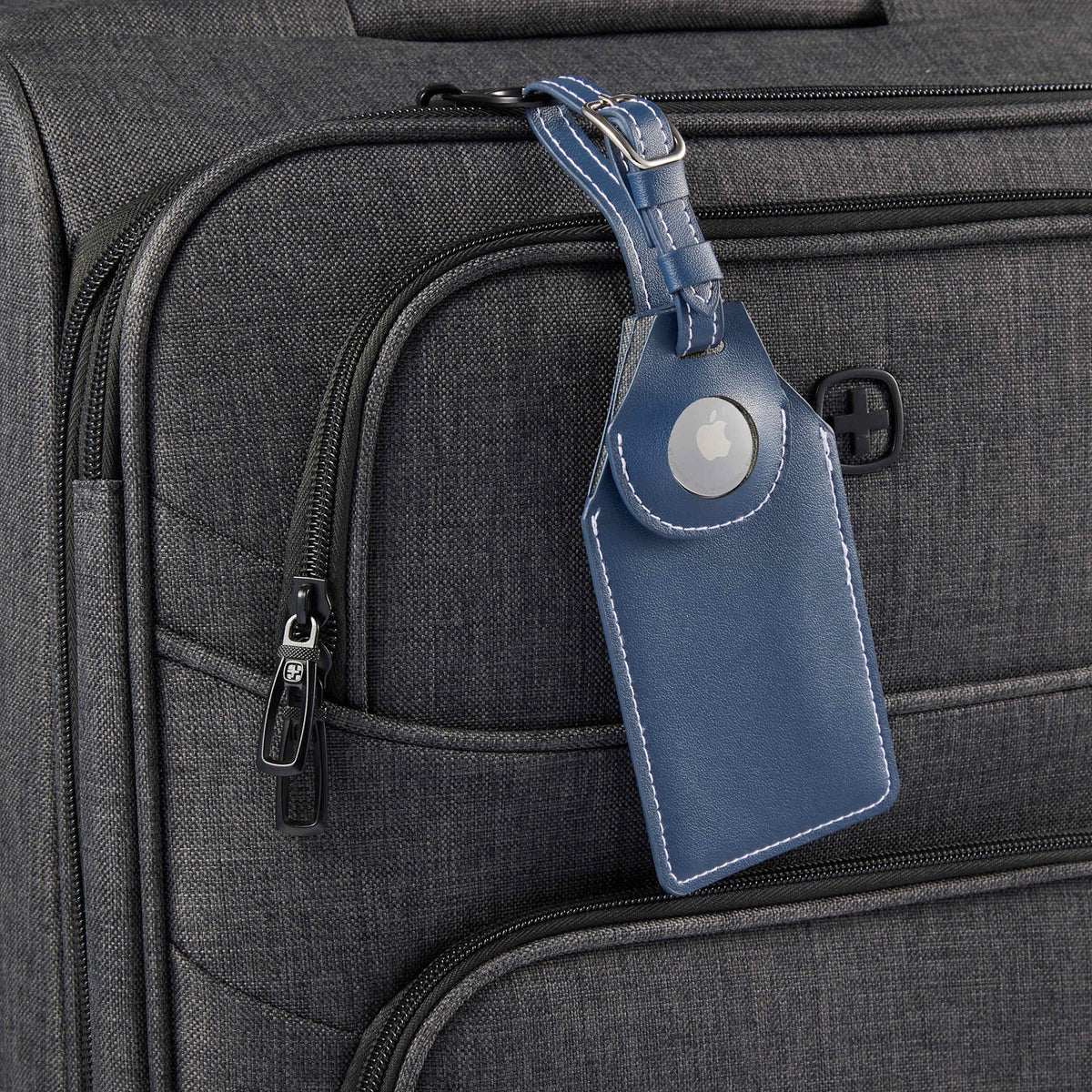 Luggage Tag with AirTag Holder in Recycled PU - Navy - Detail