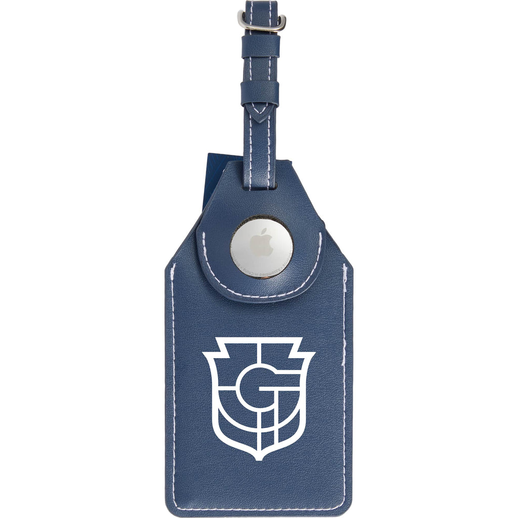 Luggage Tag with AirTag Holder in Recycled PU - Navy - Front