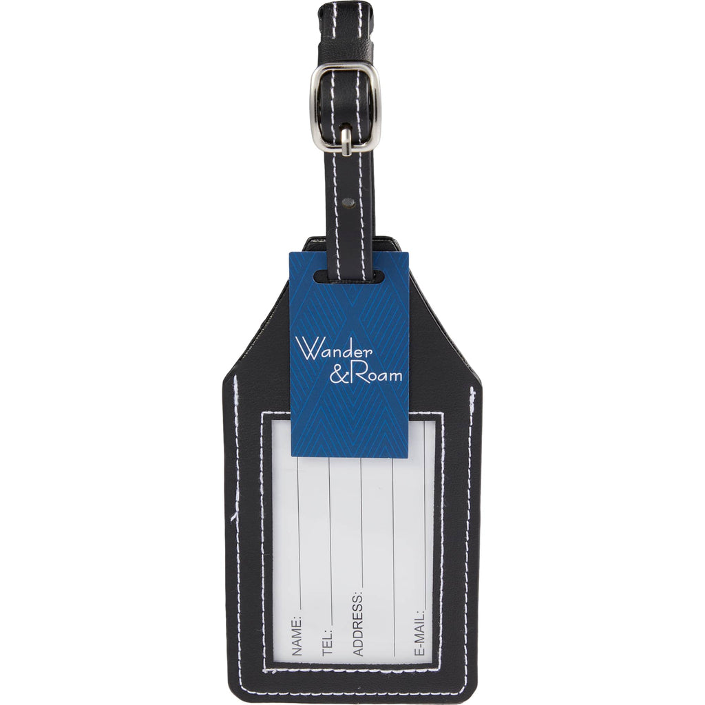 Luggage Tag with AirTag Holder in Recycled PU Transfer - Black - Back