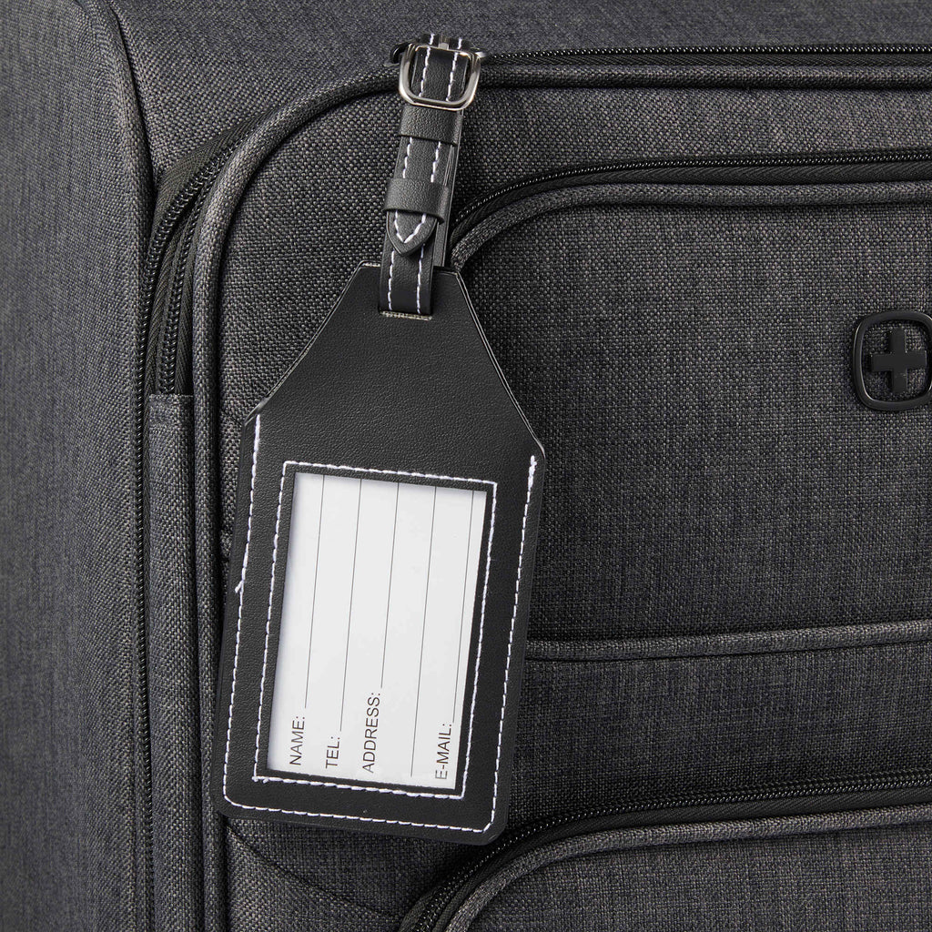 Luggage Tag with AirTag Holder in Recycled PU Transfer - Black - Detail