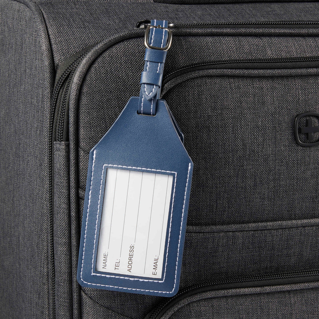 Luggage Tag with AirTag Holder in Recycled PU Transfer - Navy - Detail 2