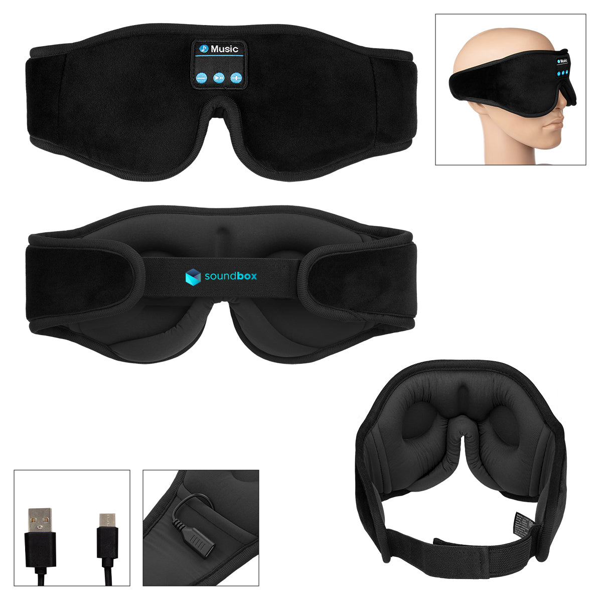 Lullaby Sleep Mask with Built-In Speakers - Black - Colorbrite