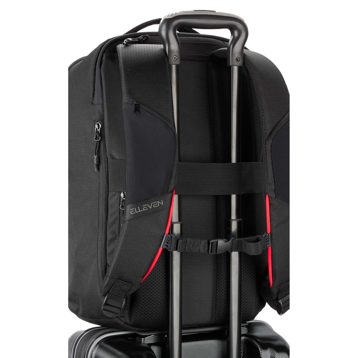 Luminous Recycled Travel Backpack, 15 Inch Transfer - Black - Luggage Strap