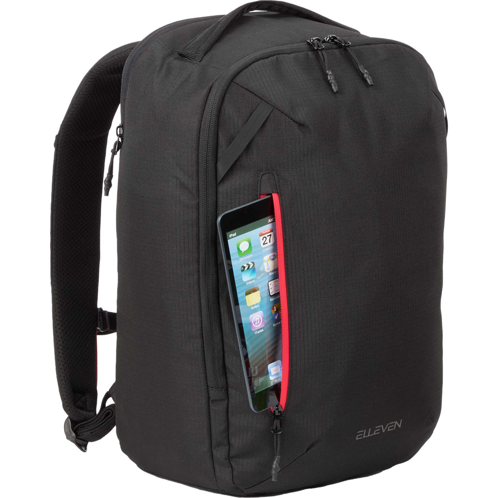 Luminous Recycled Travel Backpack, 15 Inch Transfer - Black - Right Angle Propped 2