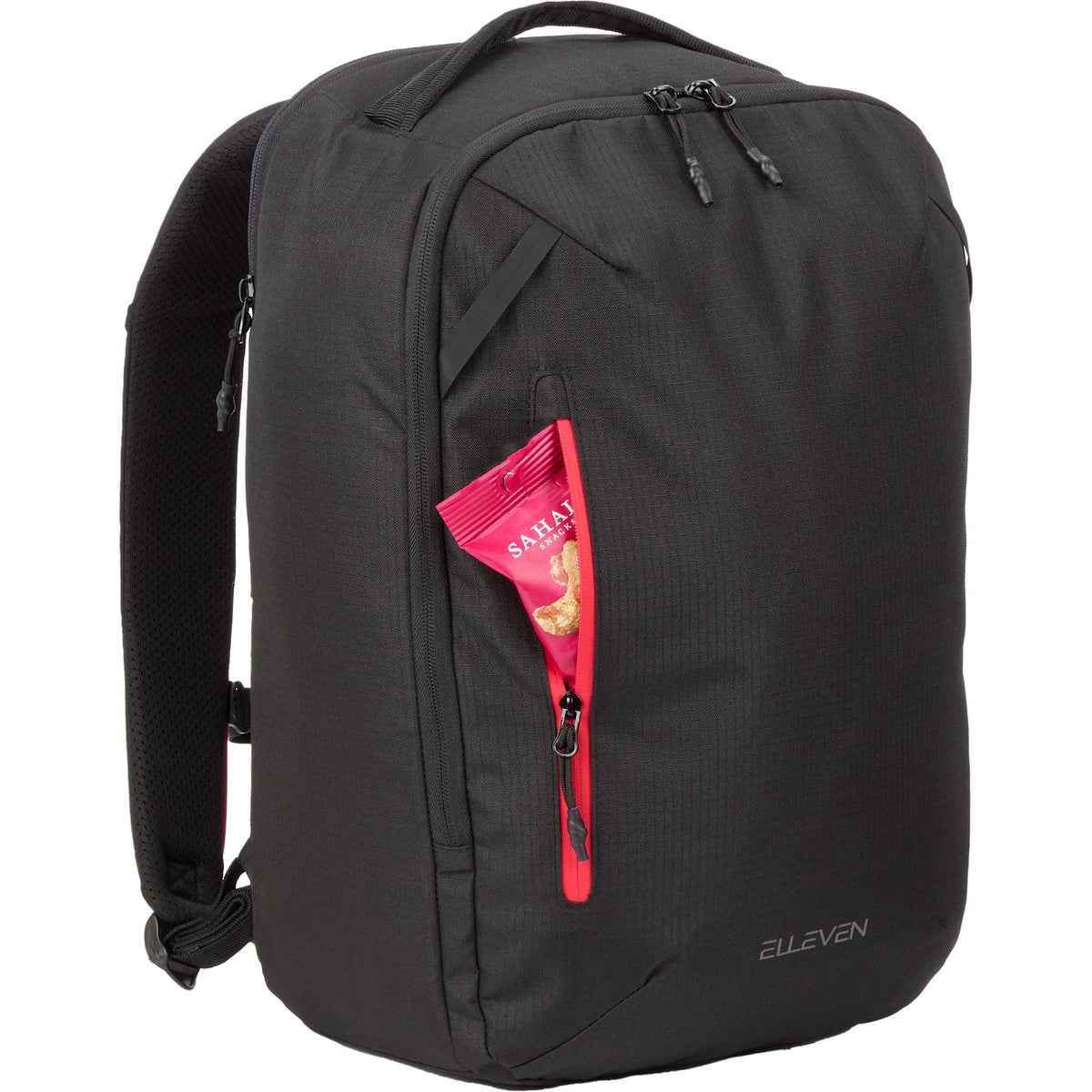 Luminous Recycled Travel Backpack, 15 Inch Transfer - Black - Right Angle Propped