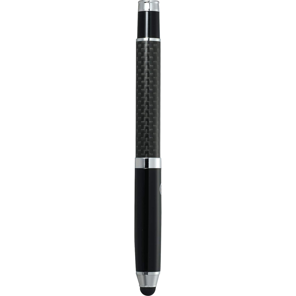 Luna Brass Rollerball Pen with Stylus Laser Engraving - Black - Back
