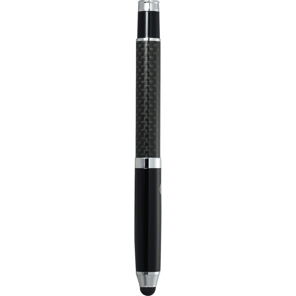 Luna Brass Rollerball Pen with Stylus Laser Engraving - Black - Back