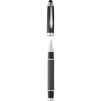 Luna Brass Rollerball Pen with Stylus Laser Engraving - Black - Front 2