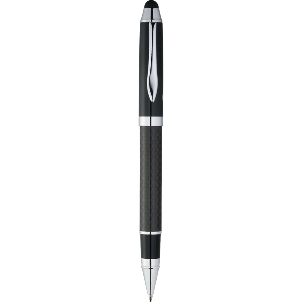 Luna Brass Rollerball Pen with Stylus Laser Engraving - Black - Front 3