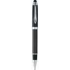 Luna Brass Rollerball Pen with Stylus Laser Engraving - Black - Front 3