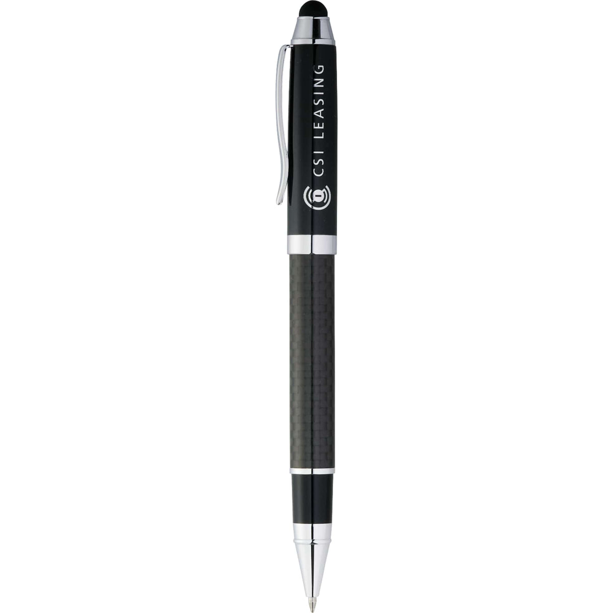 Luna Brass Rollerball Pen with Stylus Laser Engraving - Black - Front