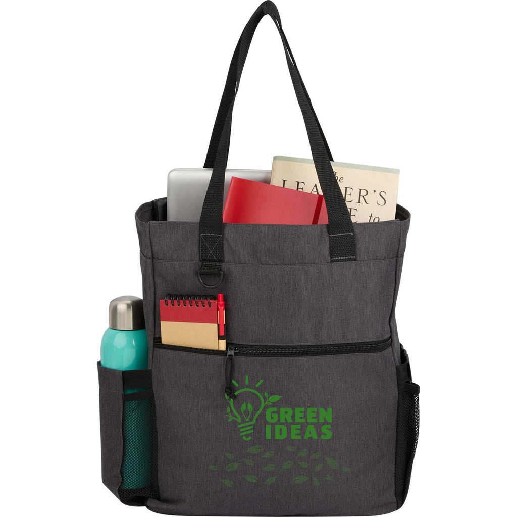 Luna Convertible Backpack Tote in Recycled Polyester - Charcoal - Propped