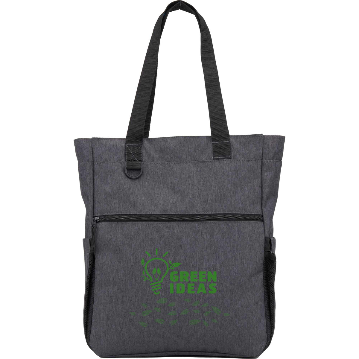 Luna Convertible Backpack Tote in Recycled Polyester Embroidery - Charcoal - Front