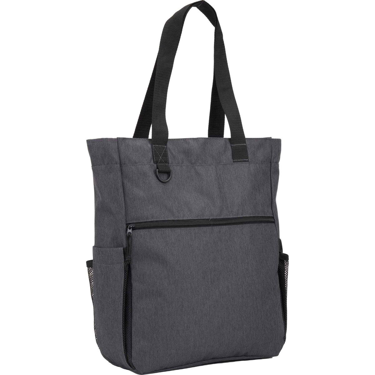 Luna Convertible Backpack Tote in Recycled Polyester Embroidery - Charcoal - Right Angle 2