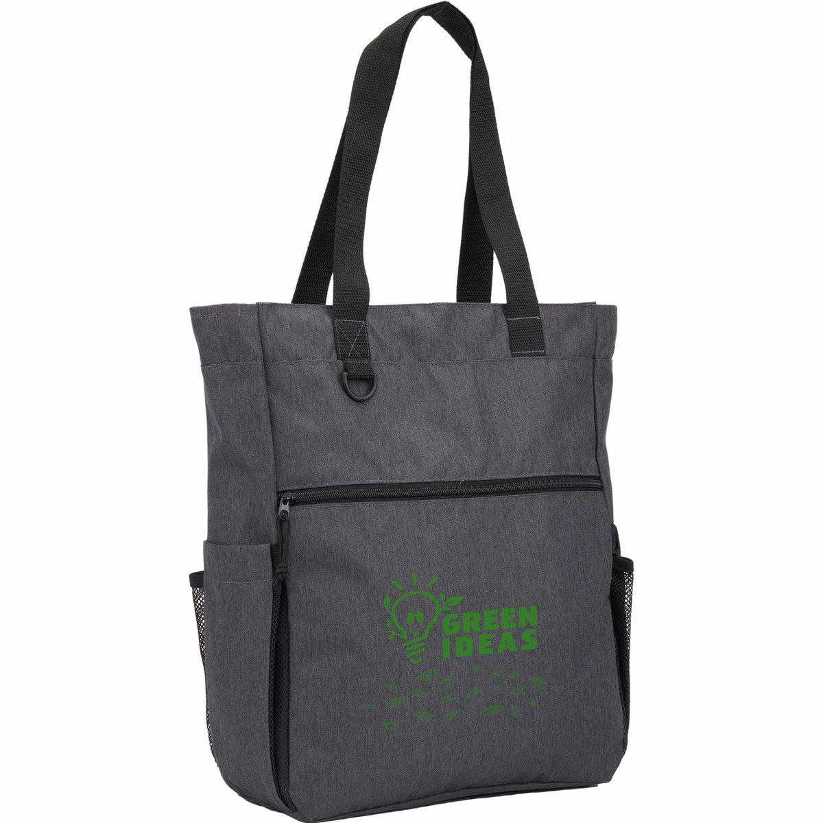 Luna Convertible Backpack Tote in Recycled Polyester Embroidery - Charcoal - Right Angle