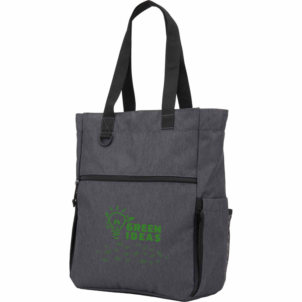 Luna Convertible Backpack Tote in Recycled Polyester Transfer - Charcoal - Left Angle