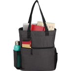 Luna Convertible Backpack Tote in Recycled Polyester Transfer - Charcoal - Propped 2
