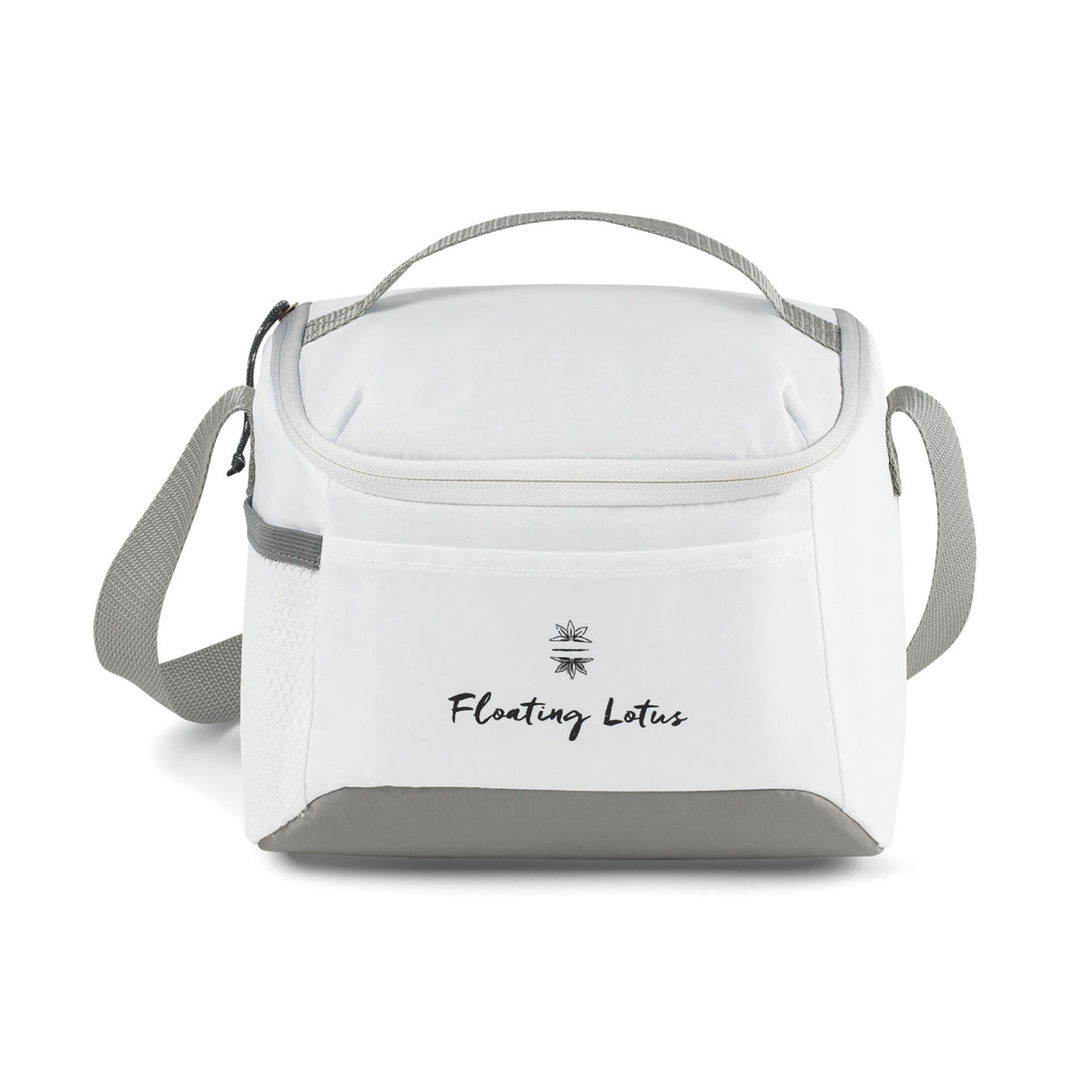 Lunar Box Cooler with U Shaped Opening, 7 Cans Embroidery - White - View 1