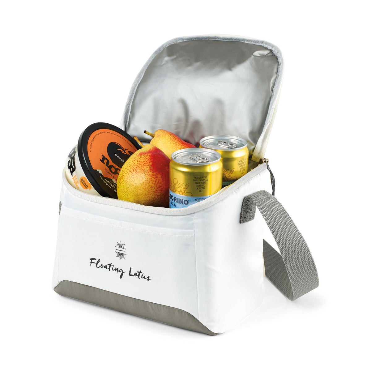 Lunar Box Cooler with U Shaped Opening, 7 Cans Embroidery - White - View 2