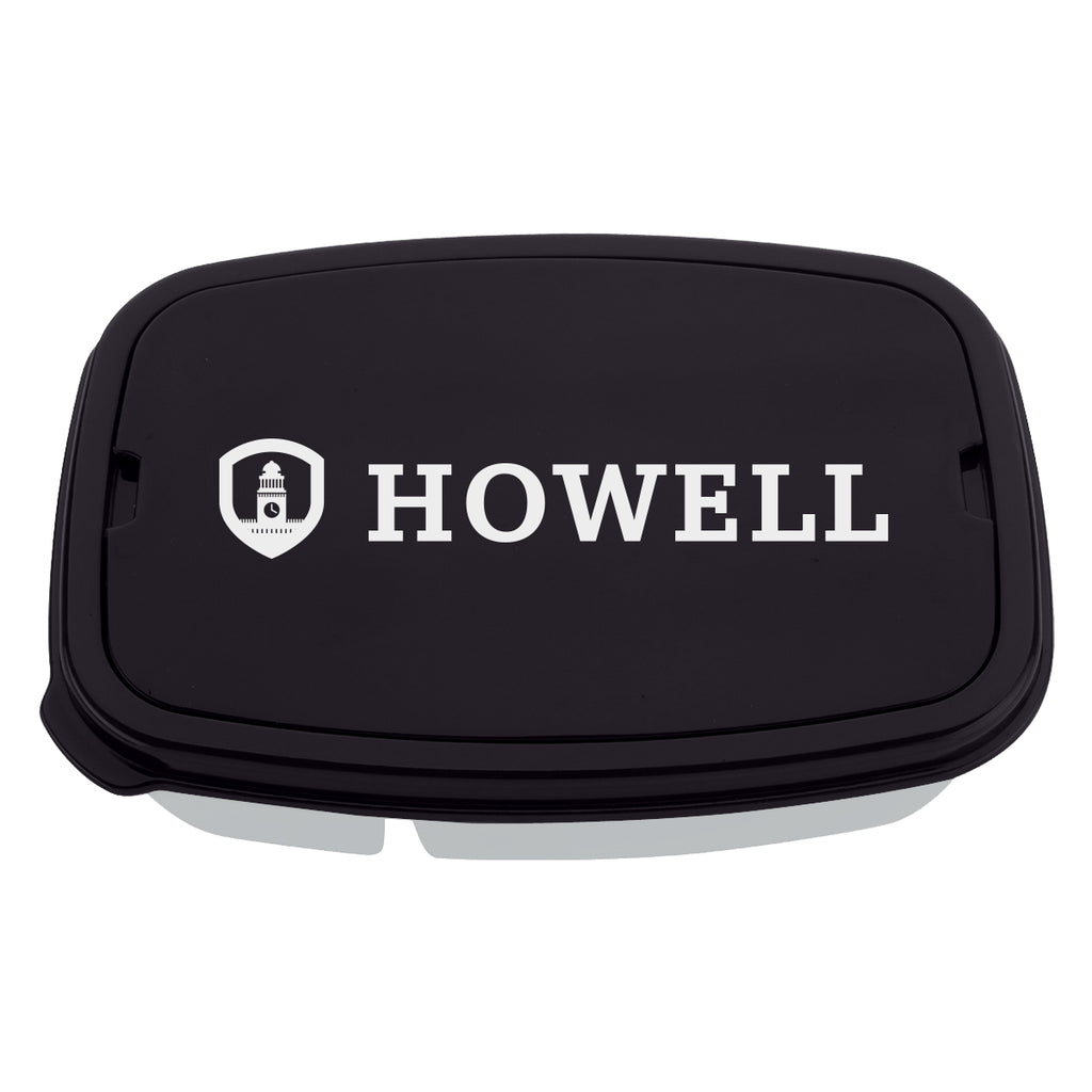 Lunch Container with Two Sections, Recycled - Black - Silk Screen