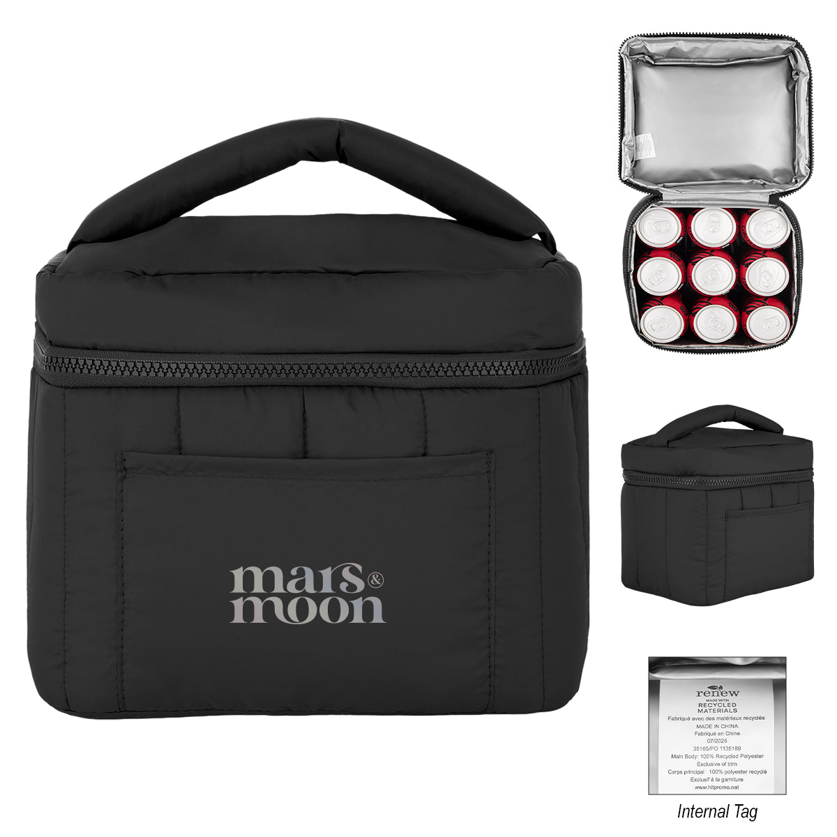 Luxe Puffer Cooler Bag for 9 Cans - Luxe Puffer rPET 9 Can Cooler Bag