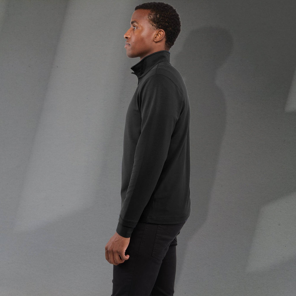 Lyon Stretch French Terry Full Zip Jacket for Men Embroidery - Black - Left Side On Model