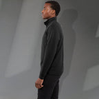 Lyon Stretch French Terry Full Zip Jacket for Men Embroidery - Black - Left Side On Model