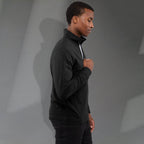 Lyon Stretch French Terry Full Zip Jacket for Men Embroidery - Black - Right Side On Model