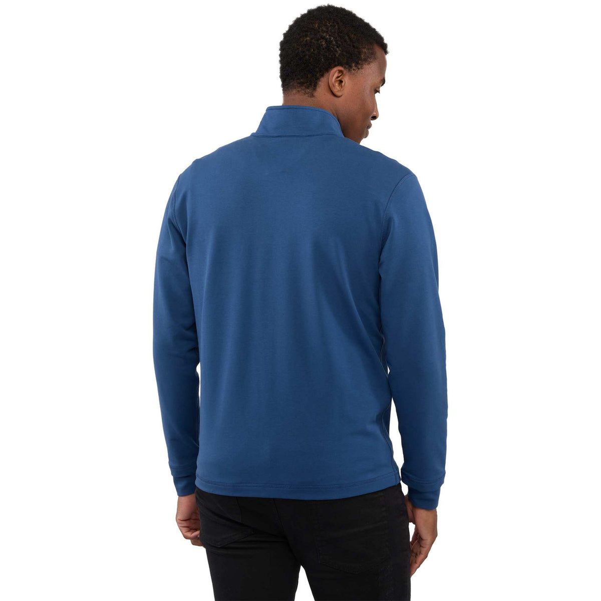 Lyon Stretch French Terry Full Zip Jacket for Men Transfer - River Blue - Back On Model