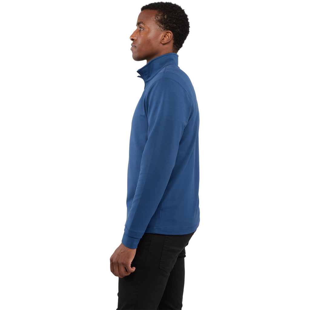 Lyon Stretch French Terry Full Zip Jacket for Men Transfer - River Blue - Left Side On Model