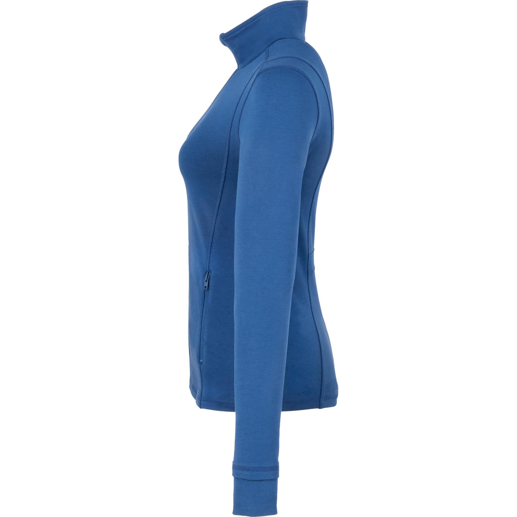 Lyon Stretch French Terry Full Zip Jacket for Women Embroidery - River Blue - Left Side
