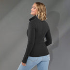 Lyon Stretch French Terry Full Zip Jacket for Women Transfer - Black - Back On Model