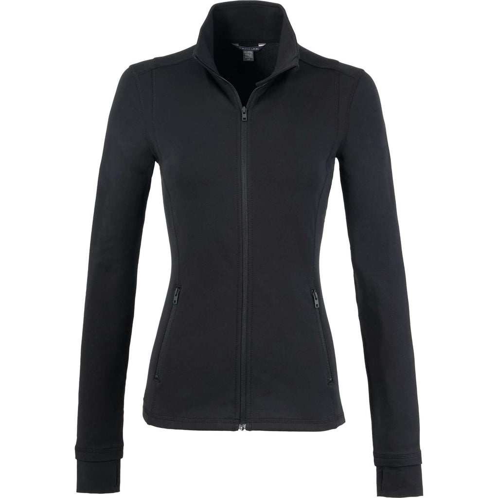 Lyon Stretch French Terry Full Zip Jacket for Women Transfer - Black - Front