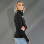 Lyon Stretch French Terry Full Zip Jacket for Women Transfer - Black - Right Side On Model