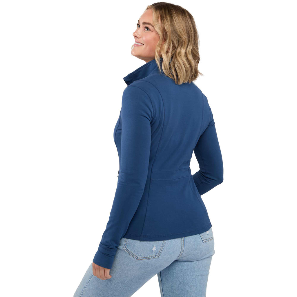 Lyon Stretch French Terry Full Zip Jacket for Women Transfer - River Blue - Back On Model