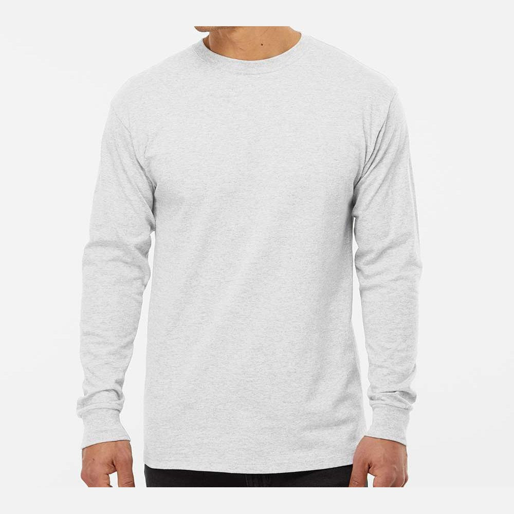 M&O Unisex Gold Soft Touch Long Sleeve T-Shirt - Ash - On Model Front